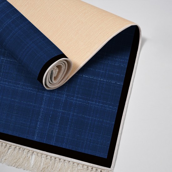 Dekoreko Kaymaz Taban Djt Klozet Takımı Saray Deri Saçaklı Dokuma Desen E5007 Koyu Lacivert