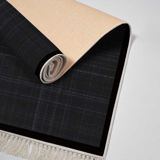 Dekoreko Kaymaz Taban Djt Klozet Takımı Saray Deri Saçaklı Dokuma Desen E5007 Antrasit