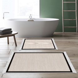 Dekoreko Kaymaz Taban Djt Klozet Takımı Saray Deri Saçaklı Dokuma Desen E5007 Açık Bej