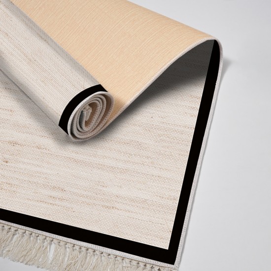 Dekoreko Kaymaz Taban Djt Klozet Takımı Saray Deri Saçaklı Dokuma Desen E5007 Açık Bej