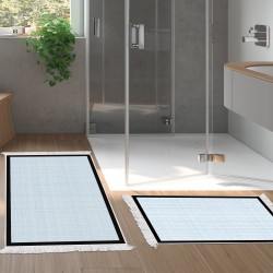 Dekoreko Kaymaz Taban Djt Klozet Takımı Saray Deri Saçaklı Dokuma Desen E5007 Açık Mavi