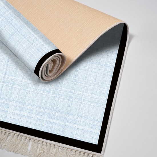 Dekoreko Kaymaz Taban Djt Klozet Takımı Saray Deri Saçaklı Dokuma Desen E5007 Açık Mavi