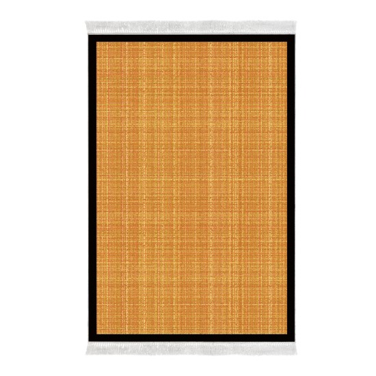 Dekoreko Kaymaz Taban Djt Klozet Takımı Saray Deri Saçaklı Dokuma Desen E5007 Turuncu Kahve