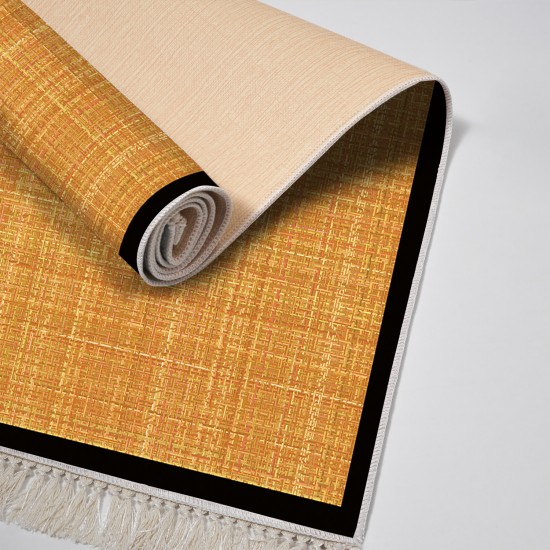 Dekoreko Kaymaz Taban Djt Klozet Takımı Saray Deri Saçaklı Dokuma Desen E5007 Turuncu Kahve