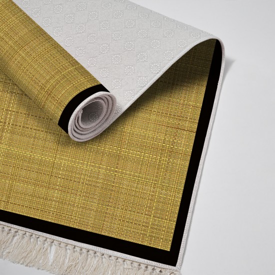 Dekoreko Kaymaz Taban Djt Klozet Takımı  Toprak Saçaklı Dokuma Desen E5007 Altın Sarısı