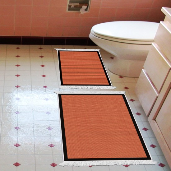 Dekoreko Kaymaz Taban Djt Klozet Takımı  Toprak Saçaklı Dokuma Desen E5007 Kiremit