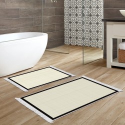 Dekoreko Kaymaz Taban Djt Klozet Takımı  Toprak Saçaklı Dokuma Desen E5007 Açık Krem