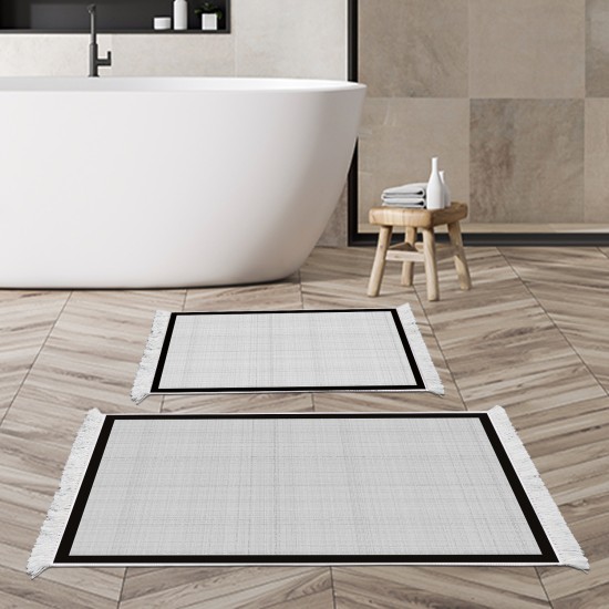 Dekoreko Kaymaz Taban Djt Klozet Takımı  Toprak Saçaklı Dokuma Desen E5007 Açık Gri