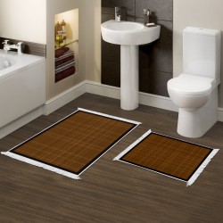 Dekoreko Kaymaz Taban Djt Klozet Takımı  Toprak Saçaklı Dokuma Desen E5007 Koyu Kahve