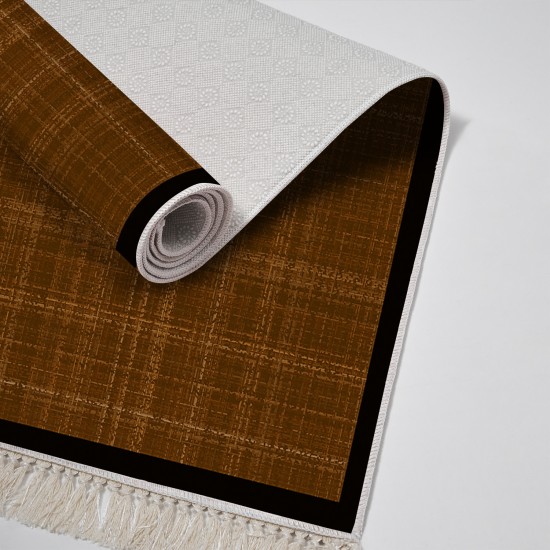 Dekoreko Kaymaz Taban Djt Klozet Takımı  Toprak Saçaklı Dokuma Desen E5007 Koyu Kahve