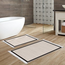 Dekoreko Kaymaz Taban Djt Klozet Takımı  Toprak Saçaklı Dokuma Desen E5007 Açık Bej