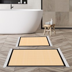 Dekoreko Kaymaz Taban Djt Klozet Takımı  Toprak Saçaklı Dokuma Desen E5007 Açık Şeftali