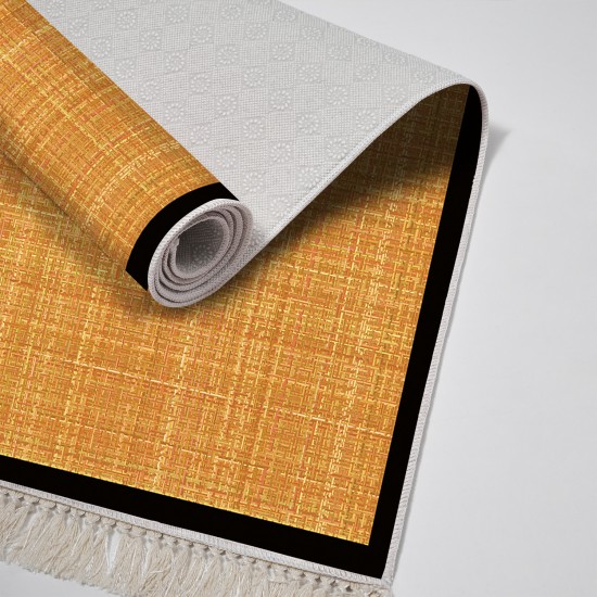 Dekoreko Kaymaz Taban Djt Klozet Takımı  Toprak Saçaklı Dokuma Desen E5007 Turuncu Kahve