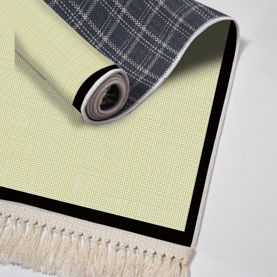 Dekoreko Kaymaz Taban Djt Klozet Takımı Luna Pamuk Saçaklı Dokuma Desen E5007 Açık Sarı Bej