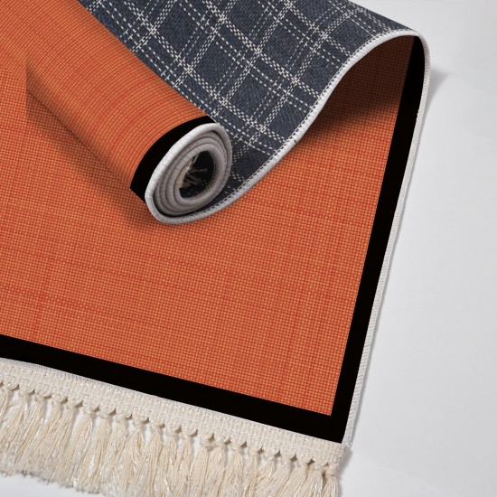 Dekoreko Kaymaz Taban Djt Klozet Takımı Luna Pamuk Saçaklı Dokuma Desen E5007 Kiremit