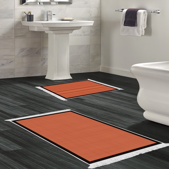 Dekoreko Kaymaz Taban Djt Klozet Takımı Luna Pamuk Saçaklı Dokuma Desen E5007 Kiremit