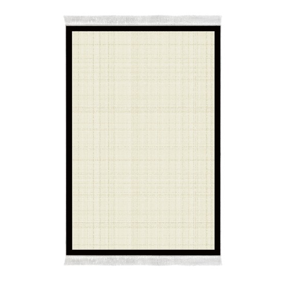 Dekoreko Kaymaz Taban Djt Klozet Takımı Luna Pamuk Saçaklı Dokuma Desen E5007 Açık Krem