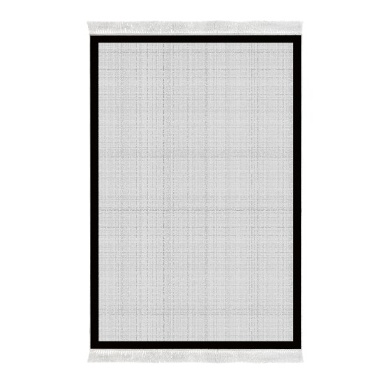 Dekoreko Kaymaz Taban Djt Klozet Takımı Luna Pamuk Saçaklı Dokuma Desen E5007 Açık Gri