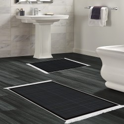 Dekoreko Kaymaz Taban Djt Klozet Takımı Luna Pamuk Saçaklı Dokuma Desen E5007 Antrasit