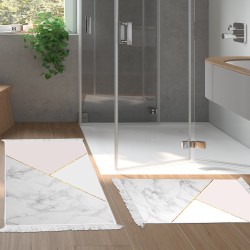 Kaymaz Taban Djt Klozet Takımı Saray Deri Saçaklı Geometrik E5008 Beyaz