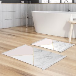 Kaymaz Taban Djt Klozet Takımı Luna Pamuk Saçaklı Geometrik E5008 Beyaz