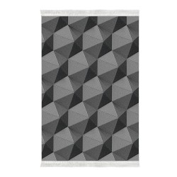 Kaymaz Taban Djt Klozet Takımı Luna Pamuk Saçaklı Geometrik E5010 Gri