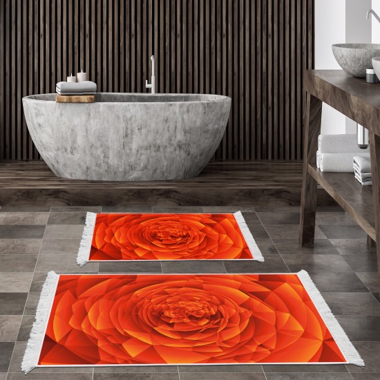 Kaymaz Taban Djt Klozet Takımı Saray Deri Saçaklı Geometrik E5011 Turuncu