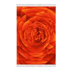 Kaymaz Taban Djt Klozet Takımı Luna Pamuk Saçaklı Geometrik E5011 Turuncu