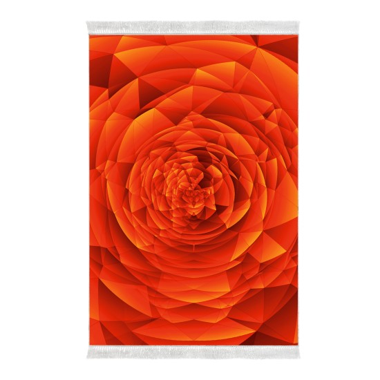 Kaymaz Taban Djt Klozet Takımı Luna Pamuk Saçaklı Geometrik E5011 Turuncu