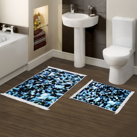 Kaymaz Taban Djt Klozet Takımı  Toprak Saçaklı Geometrik E5012 Mavi