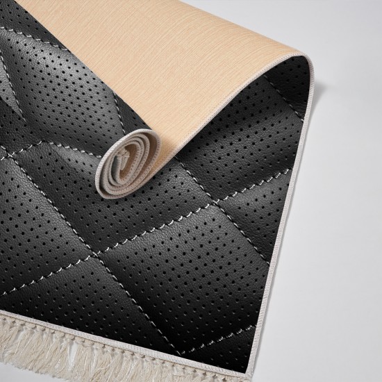 Kaymaz Taban Djt Klozet Takımı Saray Deri Saçaklı Geometrik E5013 Siyah