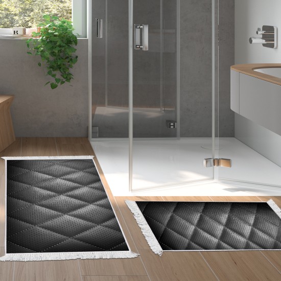 Kaymaz Taban Djt Klozet Takımı Saray Deri Saçaklı Geometrik E5013 Siyah