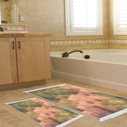 Kaymaz Taban Djt Klozet Takımı Saray Deri Saçaklı Geometrik E5014 Renkli