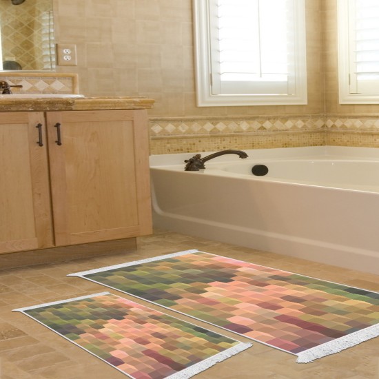 Kaymaz Taban Djt Klozet Takımı Saray Deri Saçaklı Geometrik E5014 Renkli