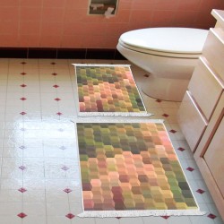 Kaymaz Taban Djt Klozet Takımı  Toprak Saçaklı Geometrik E5014 Renkli