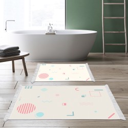 Kaymaz Taban Djt Klozet Takımı Saray Deri Saçaklı Geometrik E5015 Beyaz