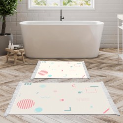 Kaymaz Taban Djt Klozet Takımı Luna Pamuk Saçaklı Geometrik E5015 Beyaz