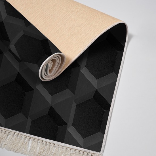 Kaymaz Taban Djt Klozet Takımı Saray Deri Saçaklı Geometrik E5016 Siyah