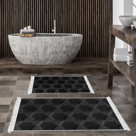 Kaymaz Taban Djt Klozet Takımı Saray Deri Saçaklı Geometrik E5016 Siyah