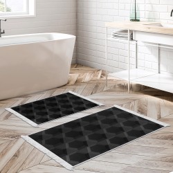 Kaymaz Taban Djt Klozet Takımı Luna Pamuk Saçaklı Geometrik E5016 Siyah