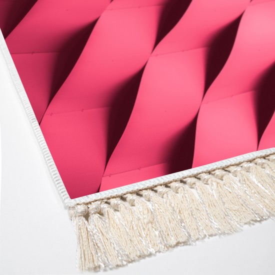 Kaymaz Taban Djt Klozet Takımı Luna Pamuk Saçaklı Geometrik E5017 Pudra