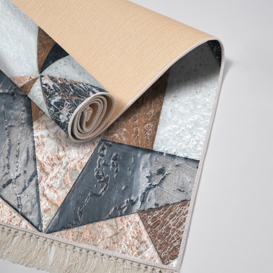 Dekoreko Kaymaz Taban Djt Klozet Takımı Saray Deri Saçaklı Geometrik E5028 Renkli