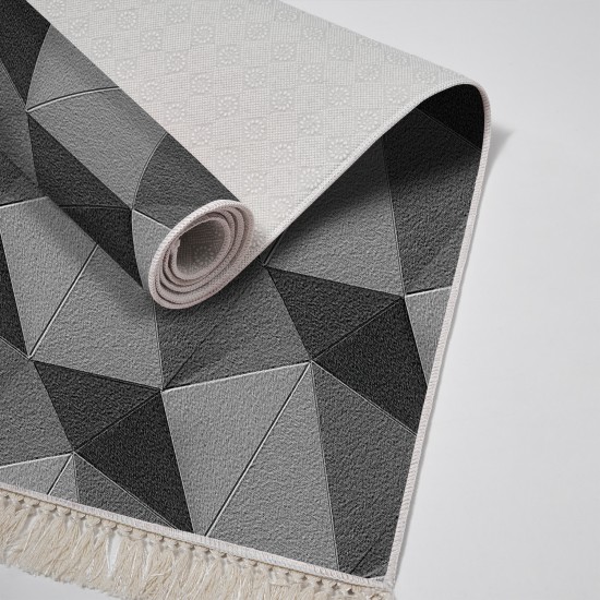 Dekoreko Kaymaz Taban Djt Klozet Takımı  Toprak Saçaklı Geometrik E5030 Gri