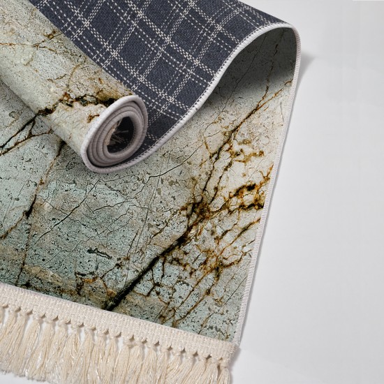 Dekoreko Kaymaz Taban Djt Klozet Takımı Luna Pamuk Saçaklı Mermer E5031 Renkli