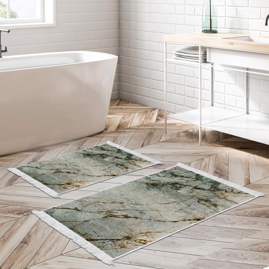 Dekoreko Kaymaz Taban Djt Klozet Takımı Luna Pamuk Saçaklı Mermer E5031 Renkli