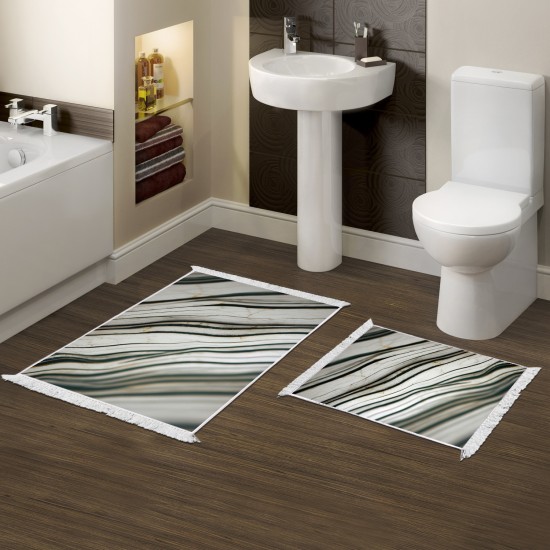 Dekoreko Kaymaz Taban Djt Klozet Takımı  Toprak Saçaklı Mermer E5032 Beyaz