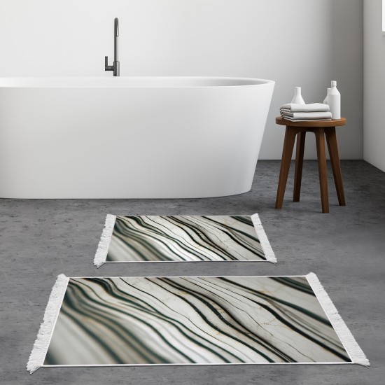 Dekoreko Kaymaz Taban Djt Klozet Takımı Luna Pamuk Saçaklı Mermer E5032 Beyaz