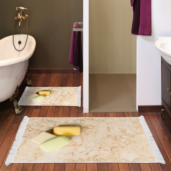 Dekoreko Kaymaz Taban Djt Klozet Takımı  Toprak Saçaklı Mermer E5033 Krem