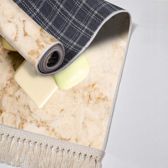 Dekoreko Kaymaz Taban Djt Klozet Takımı Luna Pamuk Saçaklı Mermer E5033 Krem