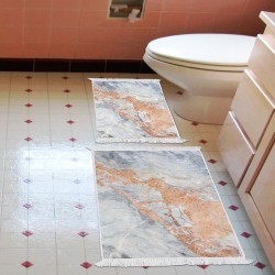 Dekoreko Kaymaz Taban Djt Klozet Takımı  Toprak Saçaklı Mermer E5034 Mavi